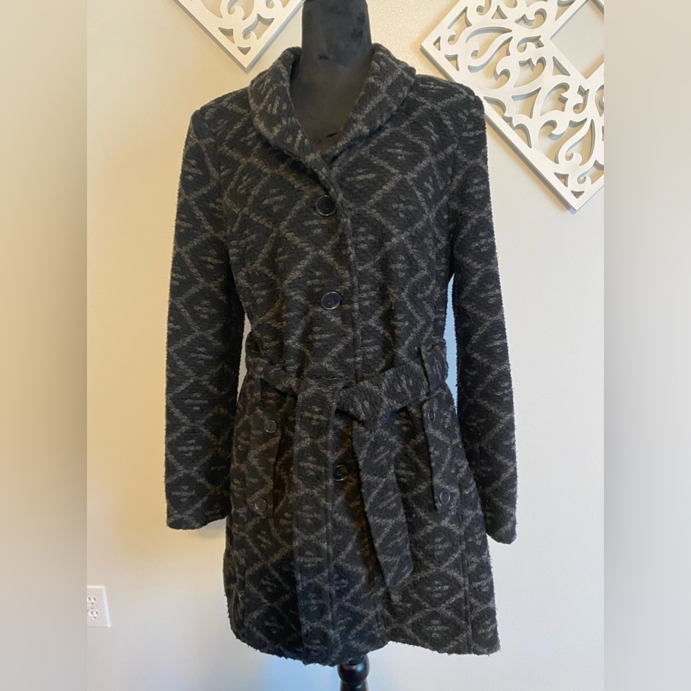 Large black and gray above the knee coat